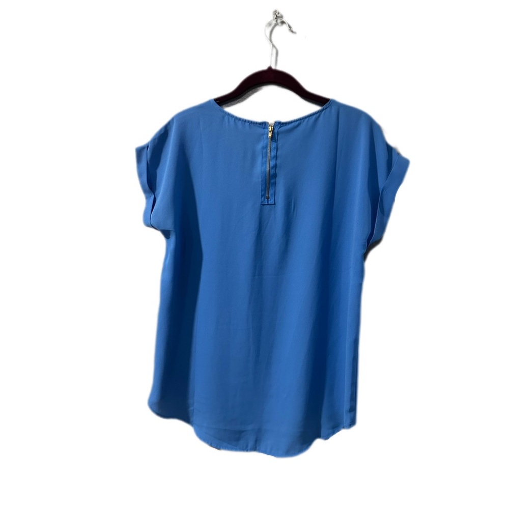 Pink Rose Blue Women’s Short Sleeve Blouse Lightweight Casual Top - Picture 3 of 5